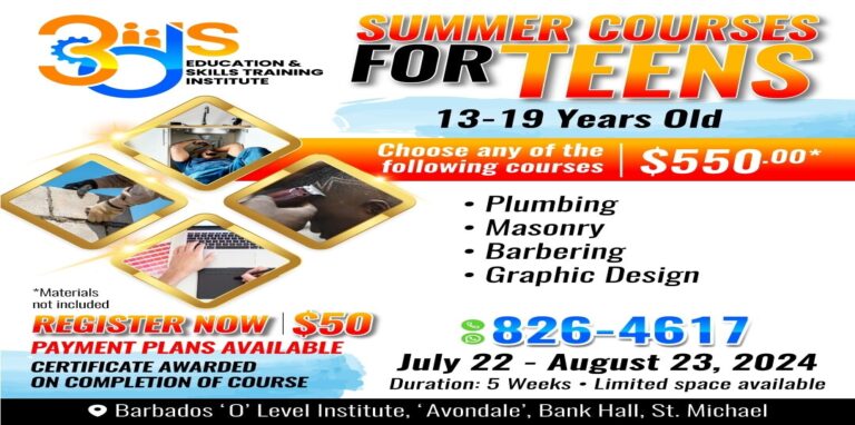 Teens Summer Course (Plumbering, Masonry, Barbering & Graphics)